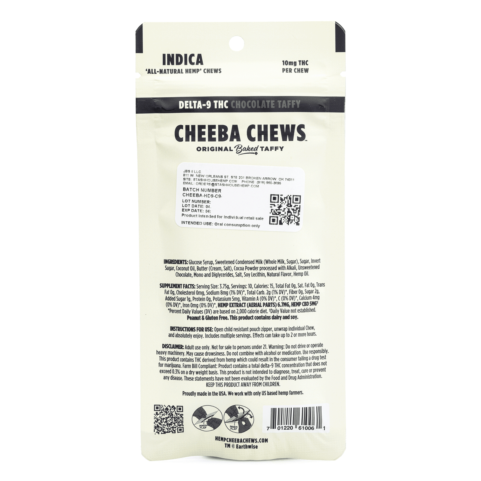 Cheeba Chews Delta 9 Chocolate Taffy – Indica (100 mg Delta 9 THC Total) - Image 3